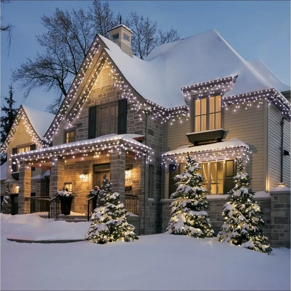 Holiday Time 500-Count Cool White LED Dome Icicle Lights‎ with White Wire